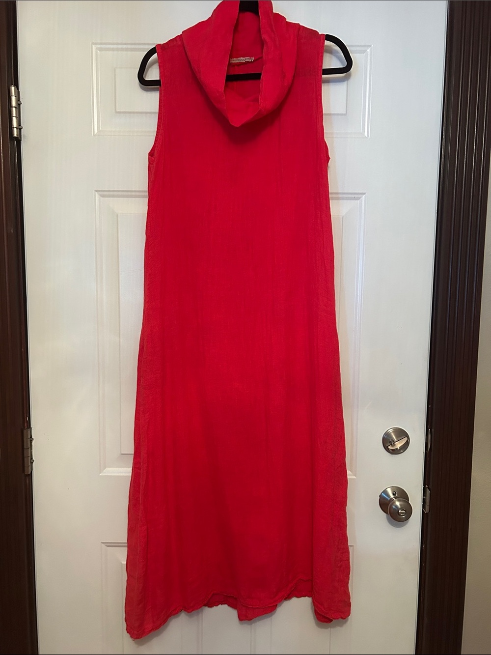 Francesca Bettini Italian Linen Sleeveless Dress M Cowl Neck Elegant Resort